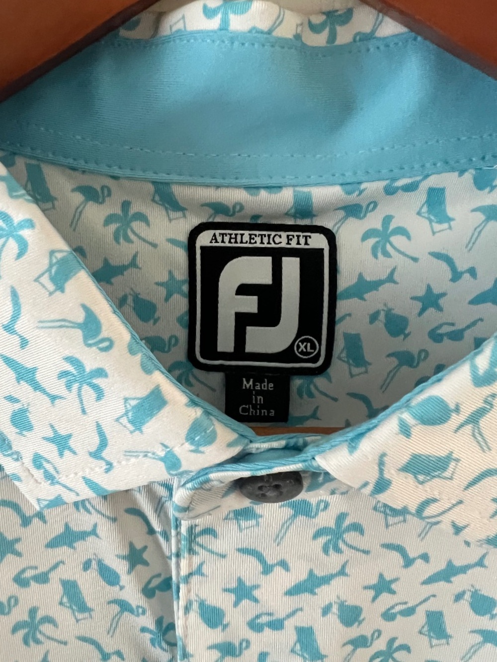 FootJoy Athletic Performance Golf Polo Shirt Beach Theme Print Size Large